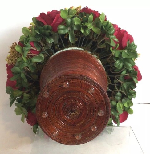 Stunning Silk Flower Arrangement Realistic Burgundy Roses In Planter - Picture 9 of 11