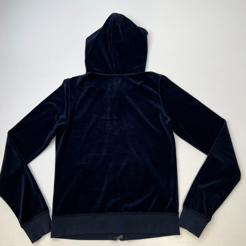 Juicy Couture Jacket Women Medium Velour Zip Up Y2K Track USA Hood Retro Ex - Picture 8 of 13