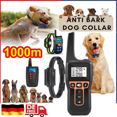 1000M Remote Electric Dog Training Collar Shock Anti Bark Rechargeable Halsband