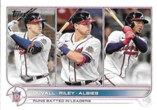 2022 Topps #181 NL RBI Leaders (Adam Duvall / Austin Riley / Ozzie Albies) Card