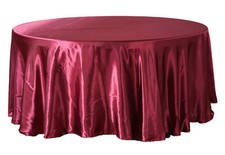 Tektrum 108 inch Round Silky Satin Tablecloth - Wedding Party Banquet Burgundy 