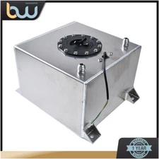 5 GALLON RACING/STREET FUEL CELL GAS TANK+LEVEL SENDER DRIFT/POLISHED ALUMINUM