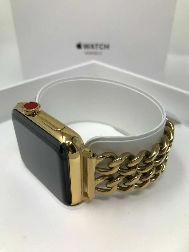 24K Gold Plated 42MM Apple Watch SERIES 3 with Gold Links Band Custom - Image 2 of 4