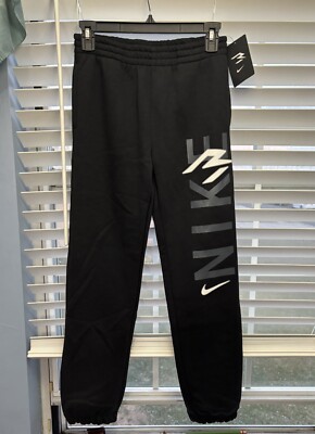 Nike Boys Youth Soft Fleece Logo Joggers Sweatpants BLACK M 10 12 NWT