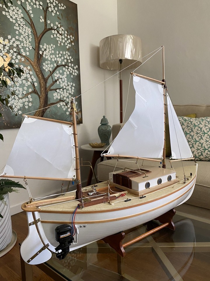 Wooden RC Gaff Rigged Sailboat Plank On Frame 26” In Length | eBay