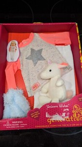 OUR GENERATION Unicorn Wishes Pajamas For 18" Dolls with Plush Unicorn NEW NIB