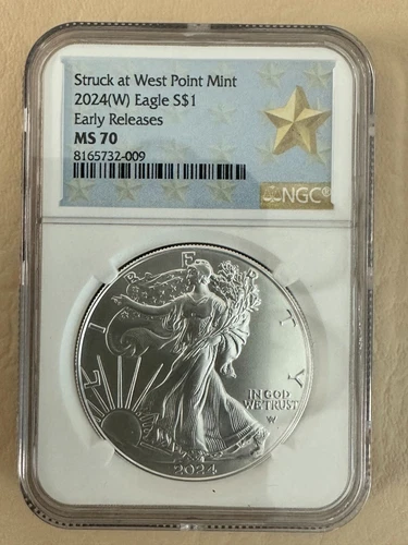 2024 (W) $1 American Silver Eagle NGC MS70 Early Release West Point Star Label