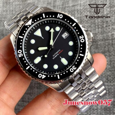 Tandorio 20ATM Diving Black Dial 120 Clicks NH35 Self Winding Men Watch Sapphire