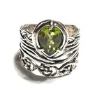 NWOT OR PAZ STERLING SILVER 925 GREEN PERIDOT WIDE RING SZ 7 MADE IN ISRAEL PZ A — photo 1