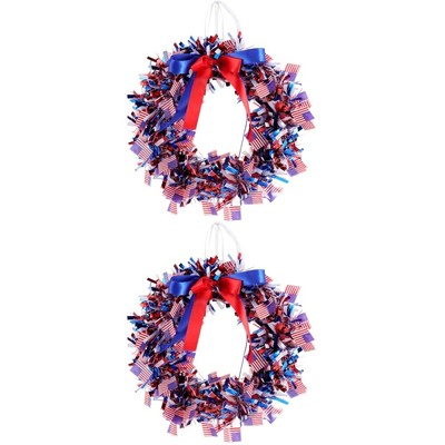 2pcs American Independence Day Chic Wrader Dekorationswand Hanging Kranz Schmuck
