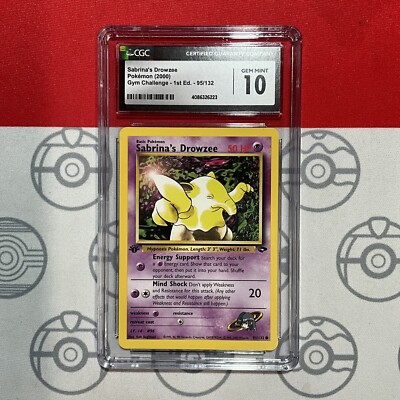 CGC 10 GEM Sabrina's Drowzee 95/132 1st Ed 2000 Pokemon Gym