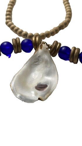 Coastal Genuine Oyster Shell Sea Glass Necklace - Picture 6 of 6