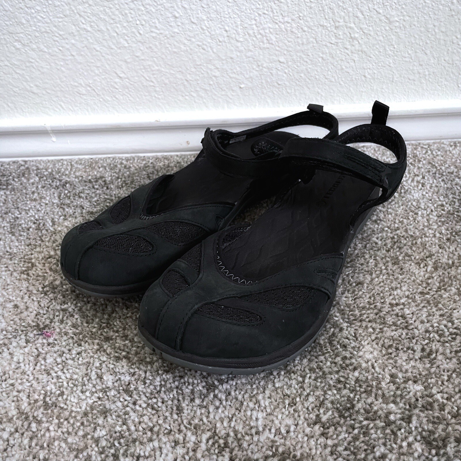 Merrell Siren Wrap Q2 scarpe donna 10 sandali neri pelle nabuk punta chiusa