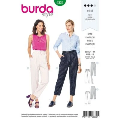 Burda 6332 Misses Hose Nähmuster Größen 8 - 18 2 Stil Fähigkeit: - Bild 1 von 4