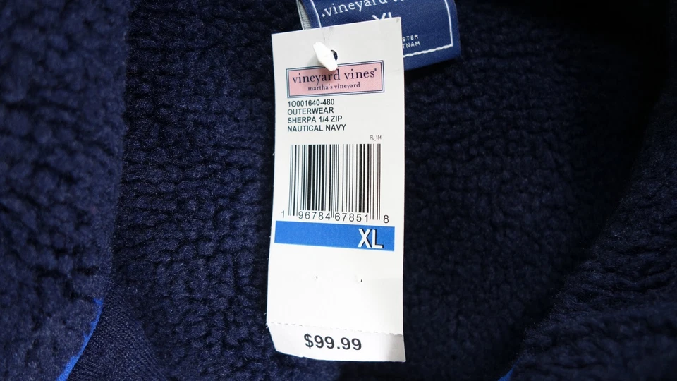 Suéter Pullover Sherpa 14th Azul Marino Para Hombres Vineyard Vines Nuevo con Etiquetas G1N Foto 3 de 4