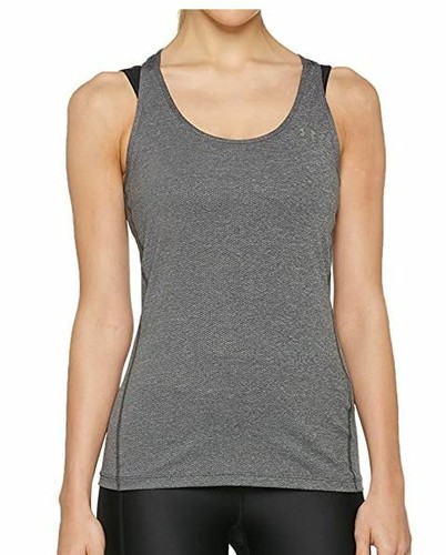 NEW WOMENS SIZE LARGE CHARCOAL UNDER ARMOUR UA RACER MESH ATHLETIC YOGA TANK TOP - Picture 3 of 5