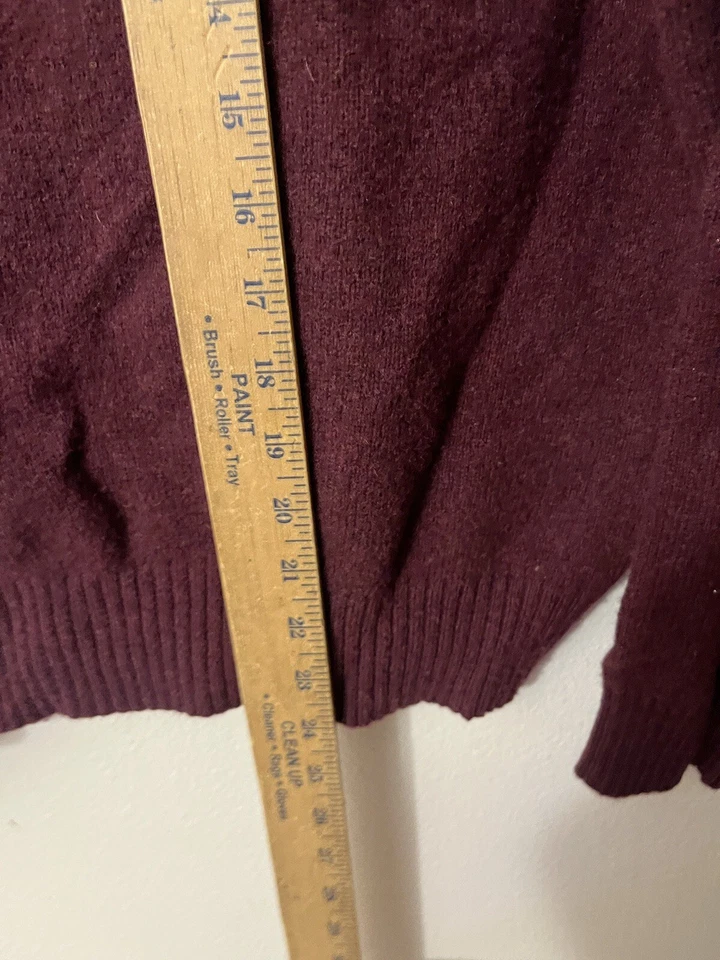 J Crew 100% Lambs Wool 1/2 Zip Sweater Men's Large Maroon Leather Pull 13956 - Image 4 of 4