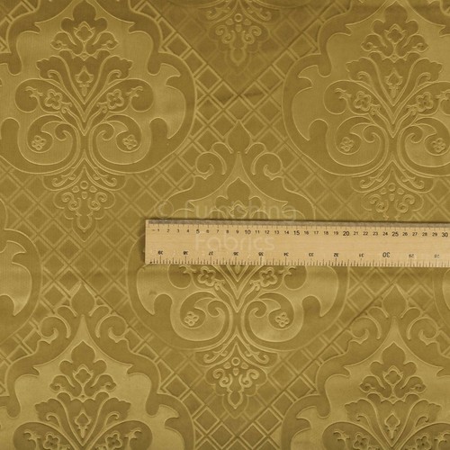 New Furnishing Embossed Damask Velvet Upholstery Fabric In Grass Green Colour - Picture 4 of 5