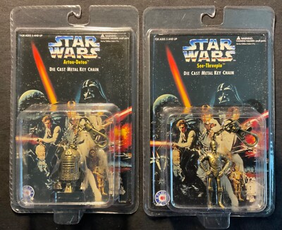 Playco Star Wars 1997 Die-Cast Metal KeyChain - R2-D2 & C-3PO - Brand New !!!