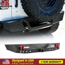 Rear Bumper fit 2018-2022 Jeep Wrangler JL w/ LED Lights D-Rings Hitch Receiver