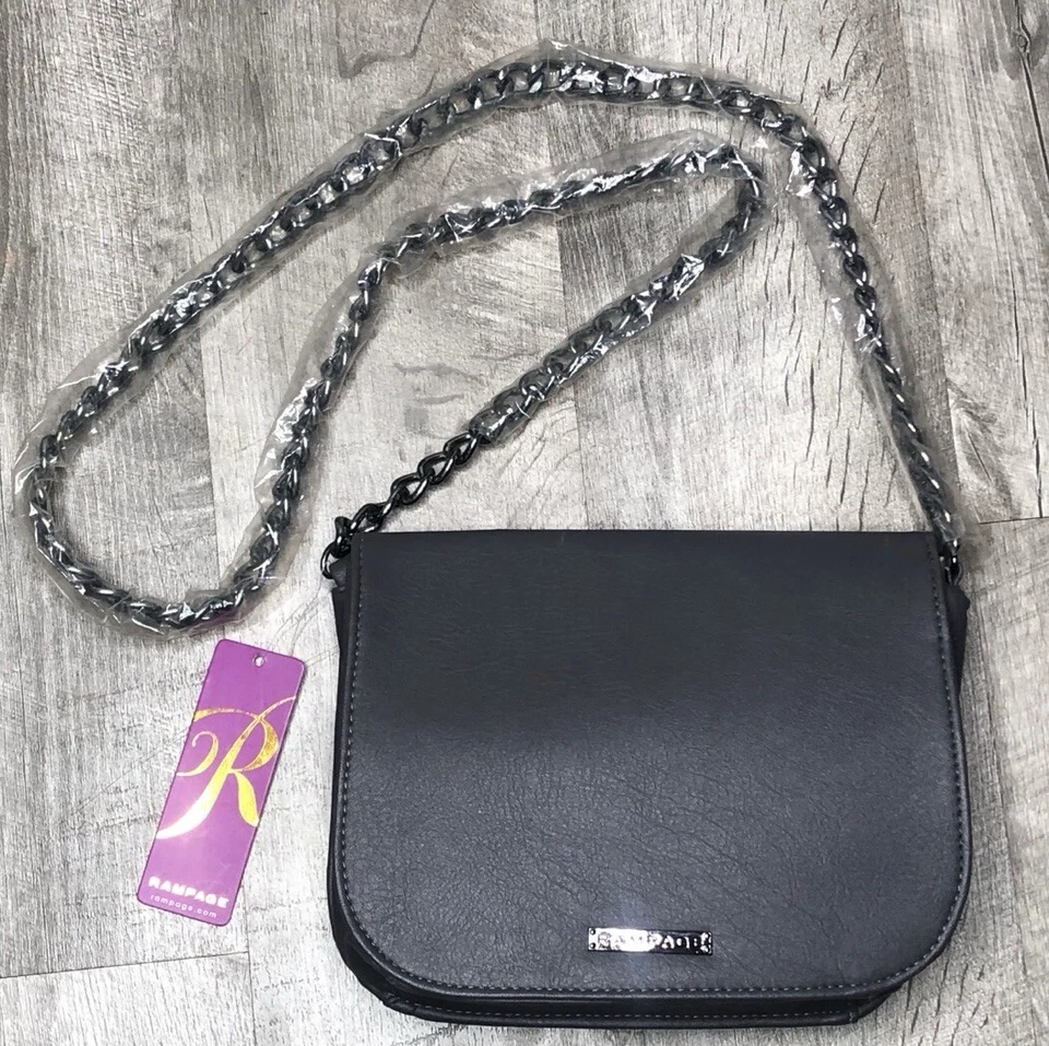 NWT Rampage Women's Crossbody Chain Strap Grey Color MSRP: $58.00 - Image 3 of 4