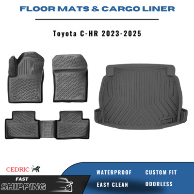 Car Floor Mats & Cargo Liner for Toyota C-HR 2023-2025 Hybrid No Sound System