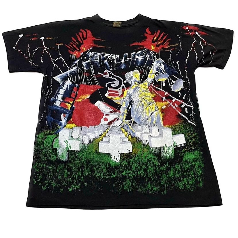 Vintage Metallica All Over Print Size XL 90s Rare Single Stitch T 
