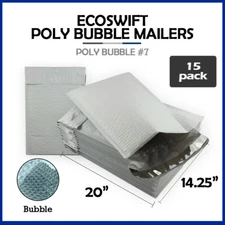 15 #7 14.25x20 "EcoSwift" Brand Poly Bubble Mailers Padded Envelope 14.25" x 20"