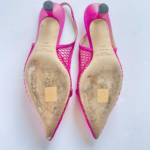 Jimmy Choo Amita Pink Mesh Slingback Kitten Heels with pearls - Picture 4 of 8