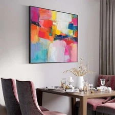 Pink Red hand painted Oil Painting Abstract Contemporary  Canvas wall art