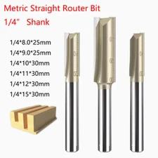1/4” Shank Metric Straight Router Bit Cutter Wood Milling Cutting CNC Trim Bit