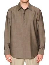 THE ROW "Zachary" Brown Wool-Mohair Oversized Shirt NEW Size L Camel & Black