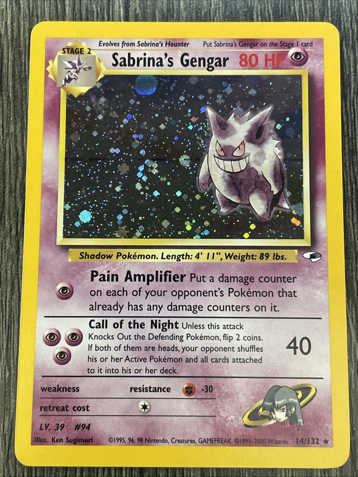 Pokémon Sabrina's Gengar 14/132- Holo Rare- Gym Challenge Unlimited