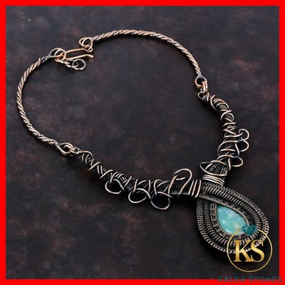 Copper Chrysoprase Stone Trendy Wire Wrapped Wedding Chain Wife Necklace Jewelry