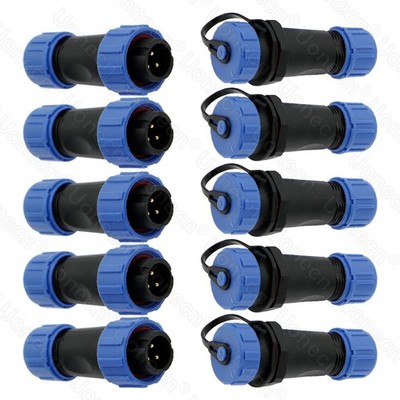 SP13 IP68 Waterproof 3 Pin Power Plug Connector 5 Set Circular Kit Plug Femal...