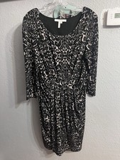 Max and Cleo Womans Black Animal Print Dress Size Large