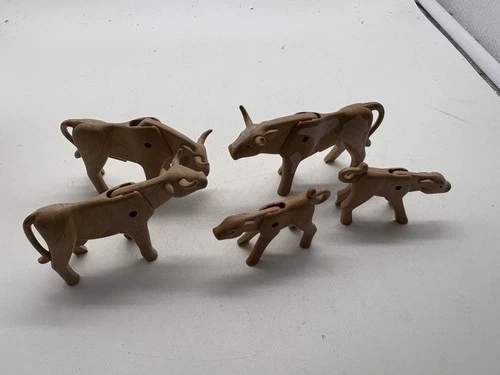 Vintage Playmobil Longhorn  Cow & calf Animal Farm Ranch Castle 3749 3556