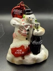 Vintage Coca Cola 2002 Snowman Ornament Blown Glass Collection In Orig Box