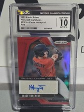 2025 Panini Prizm Prospect Signatures Vance Honeycutt Red Prizm Auto /99 CGC 10
