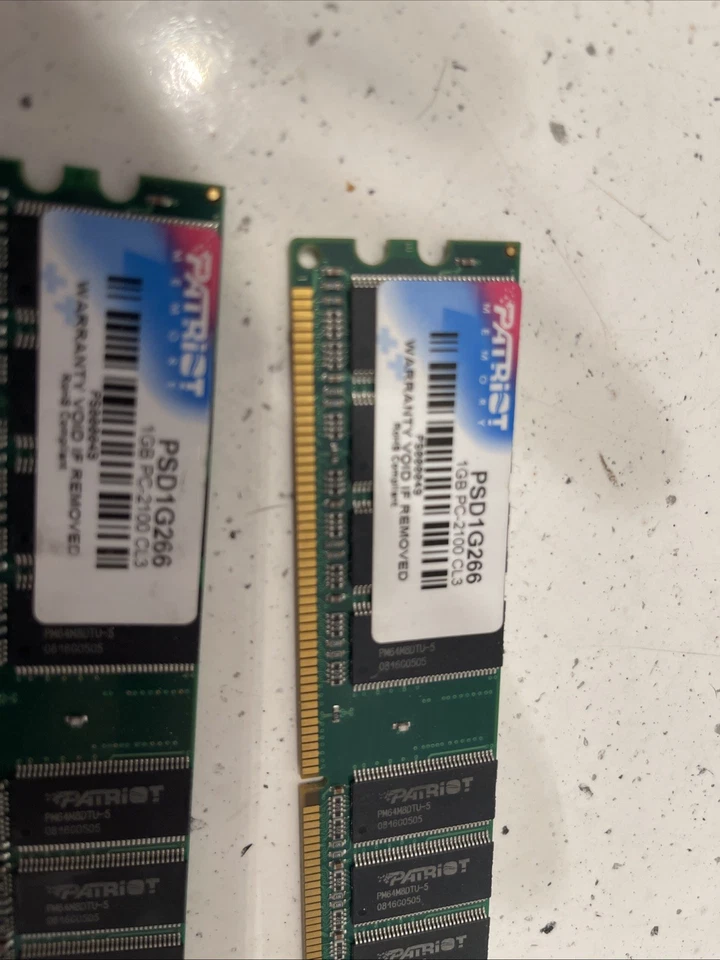 Lot Of 2 MEMORY, PSD1G266 1GB PC2100 CL3 PS000049 Patriot RAM - Image 2 of 4