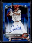 2025 Bowman Draft Sapphire Steele Hall Chrome Auto 1st Prospect #/199 Reds