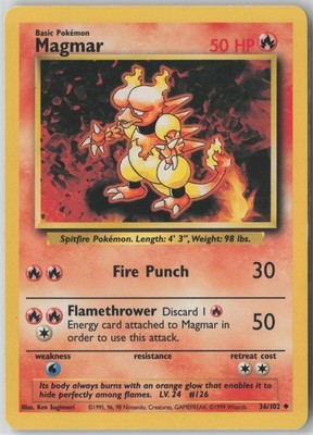 Magmar Uncommon Base Set 036/102 MP
