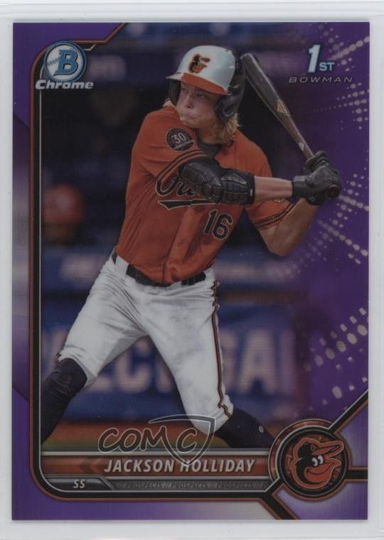 2022 Bowman Draft Chrome Purple Refractor 141/250 Jackson Holliday #BDC-168 3hd