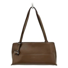 Auth FURLA - Dark Brown Leather Tote Bag