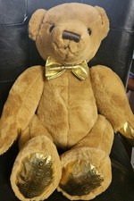 FAO Schwarz 160th Anniversary 13.5" Golden Monogram Collectible Teddy Bear Brown