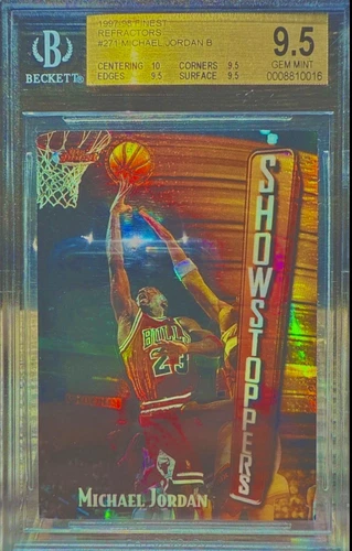 BGS 10 9.5 9.5 9.5 Michael Jordan 1997-98 Topps Finest Refractor MJ Showstoppers