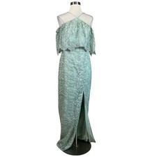 Aidan Mattox Women's Formal Dress Size 4 Mint Green Sequined Lace Evening Gown
