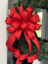 Handmade Large Red Silky Bow Christmas Valentines Holiday Bow for Wreath Swag