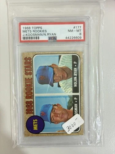 Topps 1968 Mets Rookies #177 Nolan Ryan/Jerry Koosman Rookie PSA 8