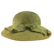 VTG Jaguar Amy New York Lord & Taylor Olive Green Fur Felt Fedora Hat